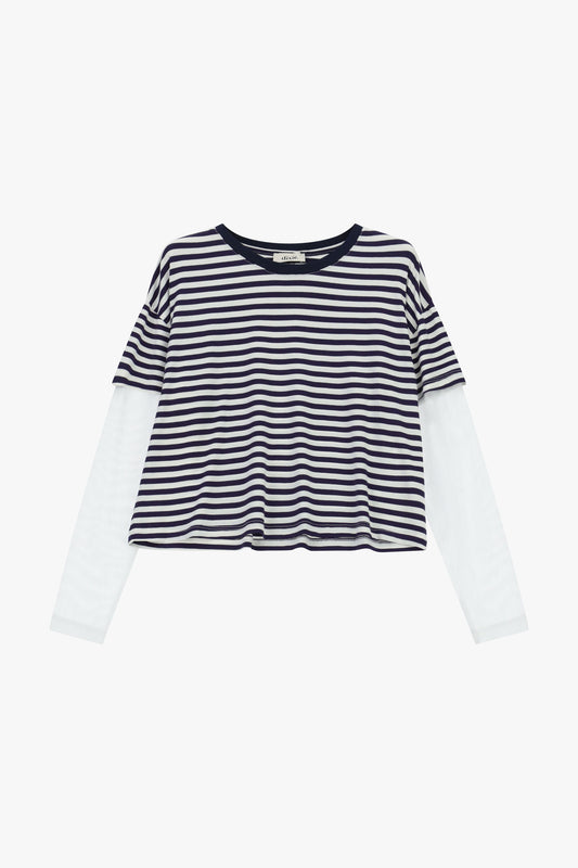 T-shirt a righe con maniche lunghe sovrapposte