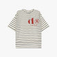 T-shirt a righe con logo frontale
