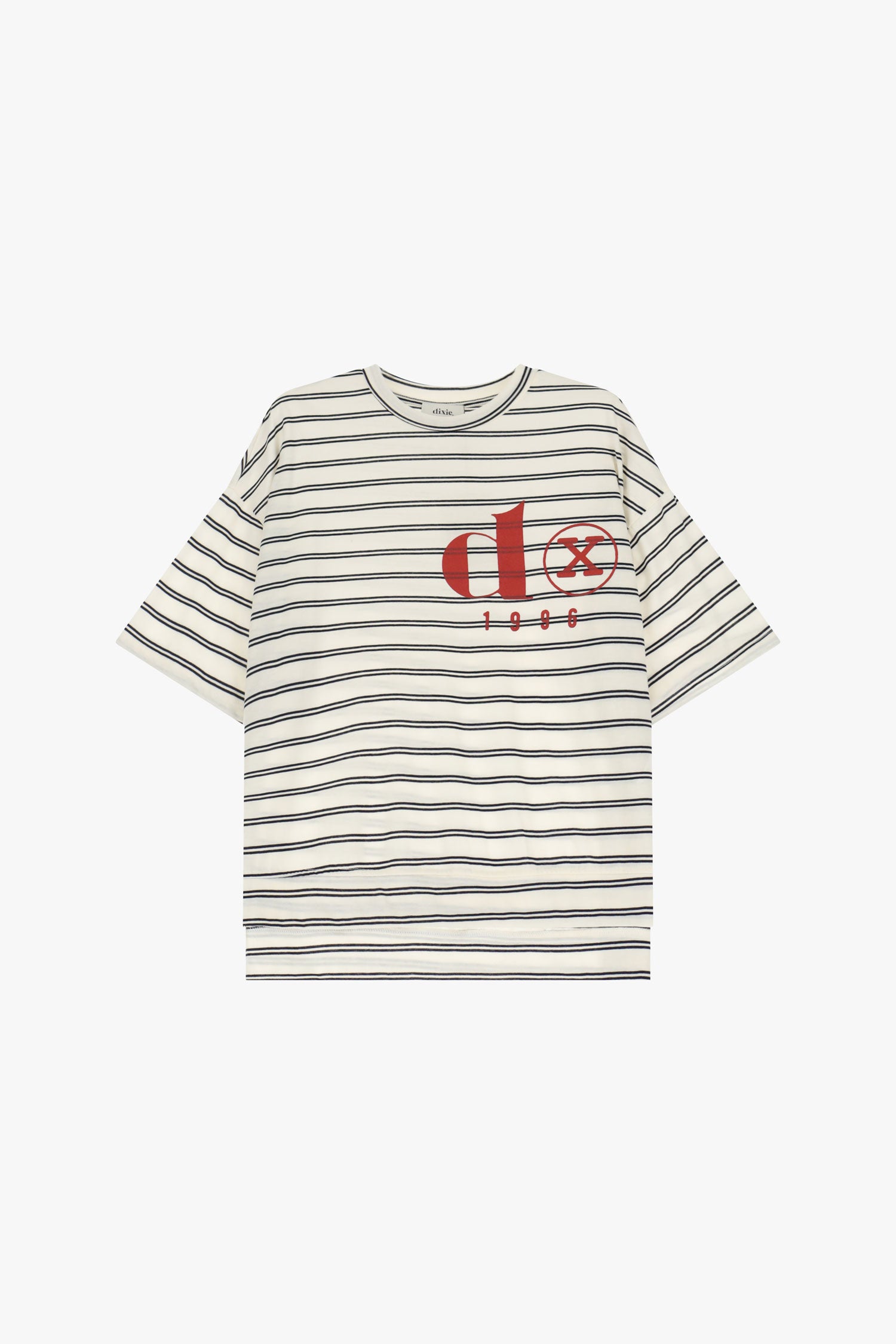 T-shirt a righe con logo frontale