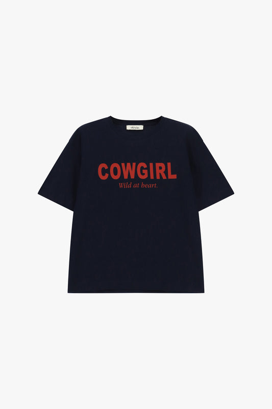 T-shirt a maniche corte stampa frontale cowgirl