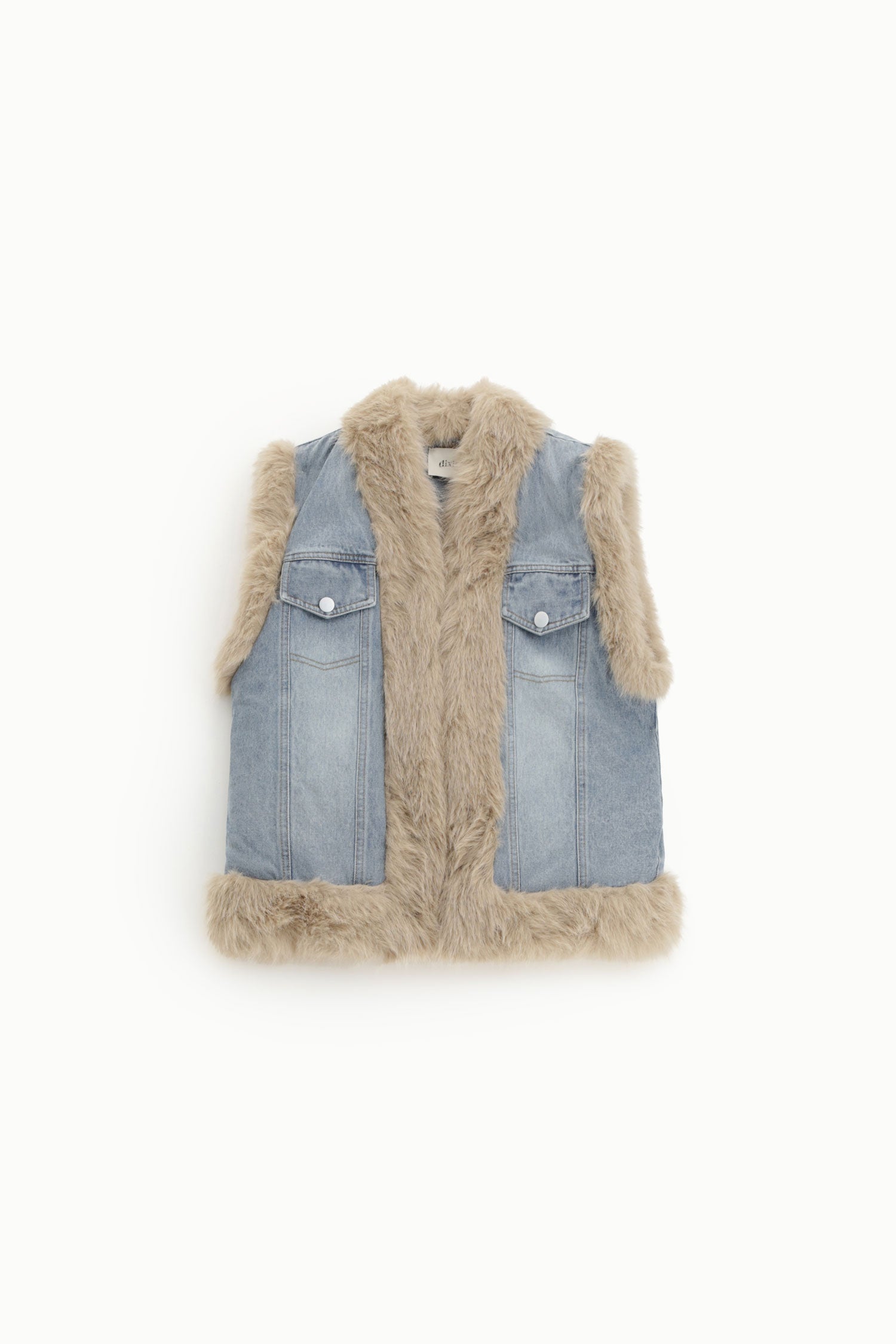 Gilet senza maniche in denim con dettagli in pelliccia