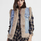 Gilet senza maniche in denim con dettagli in pelliccia