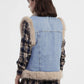 Gilet senza maniche in denim con dettagli in pelliccia