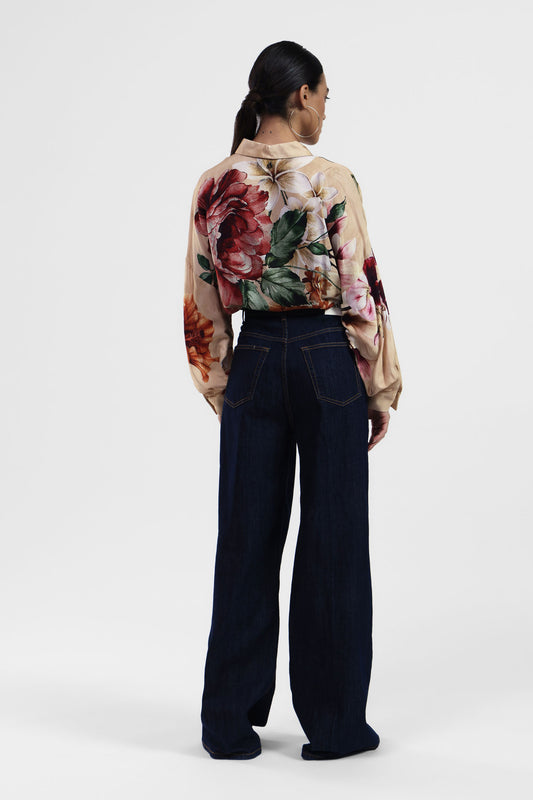 Jeans a gamba larga vita alta