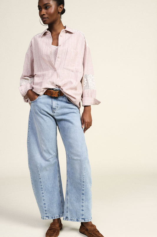 Jeans balloon fit con cuciture frontali
