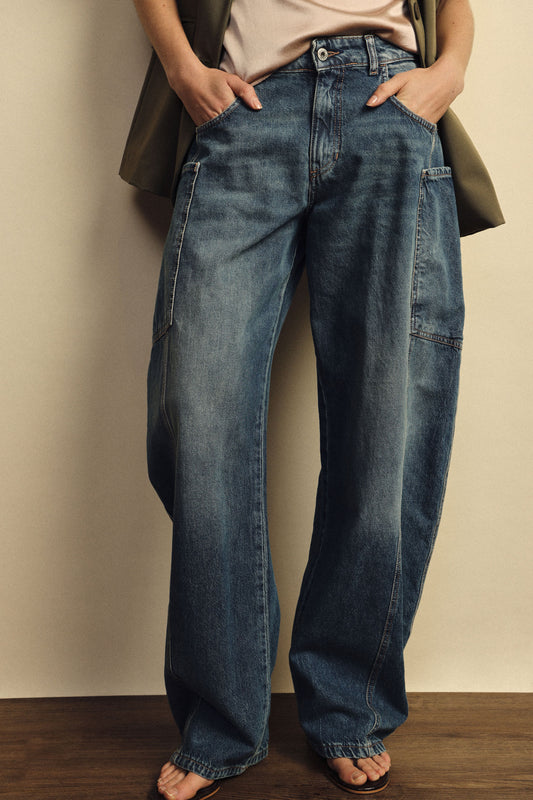 Jeans balloon con tasche laterali ampie
