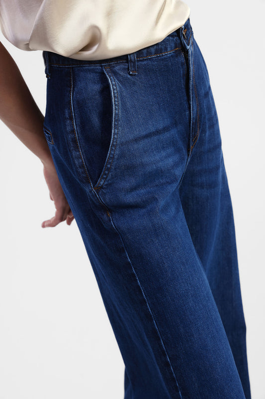 Jeans a gamba larga vita alta