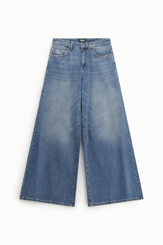 Jeans a gamba ampia vita alta con cinque tasche