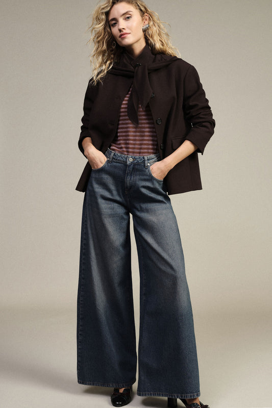 Jeans a gamba ampia vita alta con cinque tasche