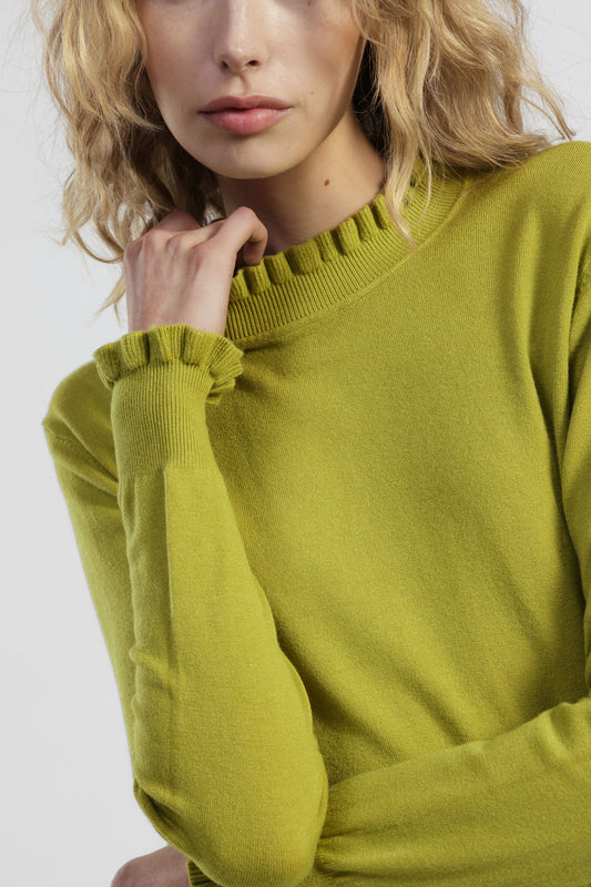 Maglione con maniche lunghe e bordo plissettato