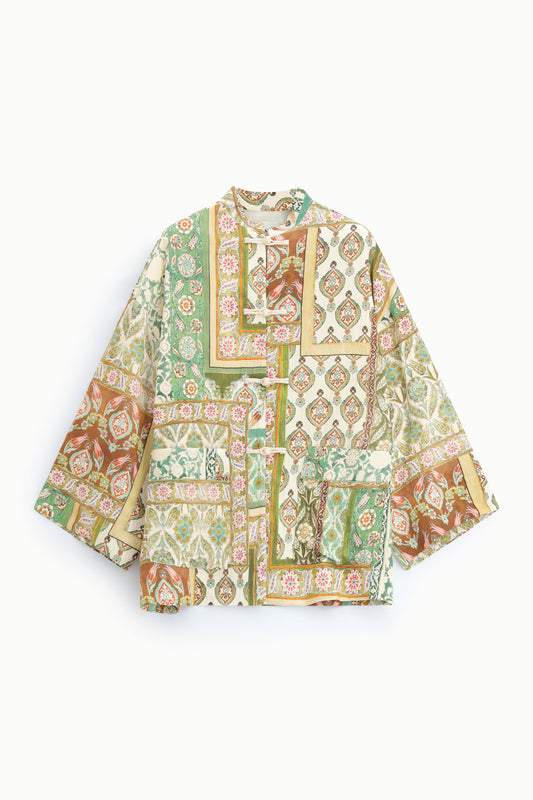 Cappotto fantasia patchwork maniche ampie