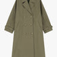 Trench lungo doppiopetto con cintura e inserto tartan
