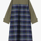 Trench lungo doppiopetto con cintura e inserto tartan