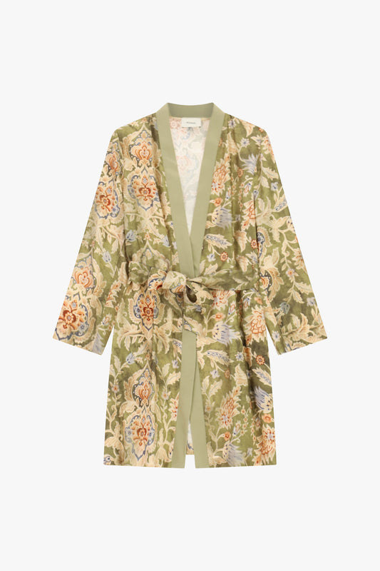 Cappotto duster fantasia floreale con cintura