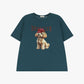 T-shirt girocollo stampa brooklyn e cane