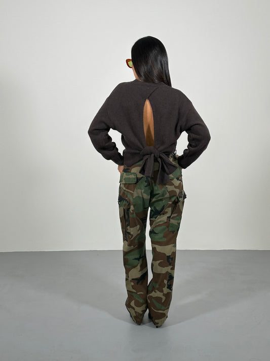 Pantaloni cargo con stampa mimetica e tasconi