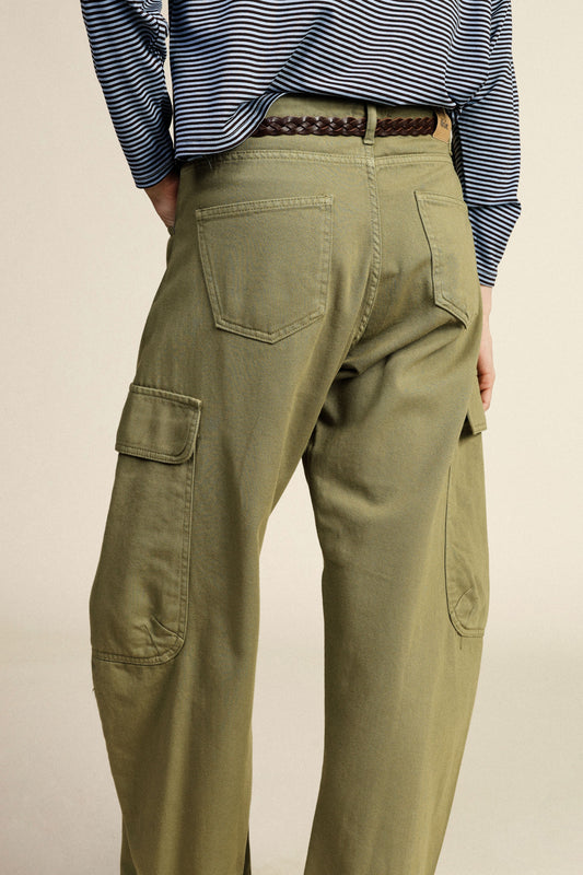 Trousers palazzo cargo tasche laterali vita alta
