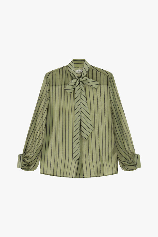 Camicia a righe con fiocco e maniche ampie
