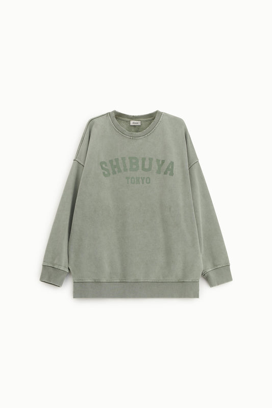 Felpa girocollo stampa shibuya tokyo oversize