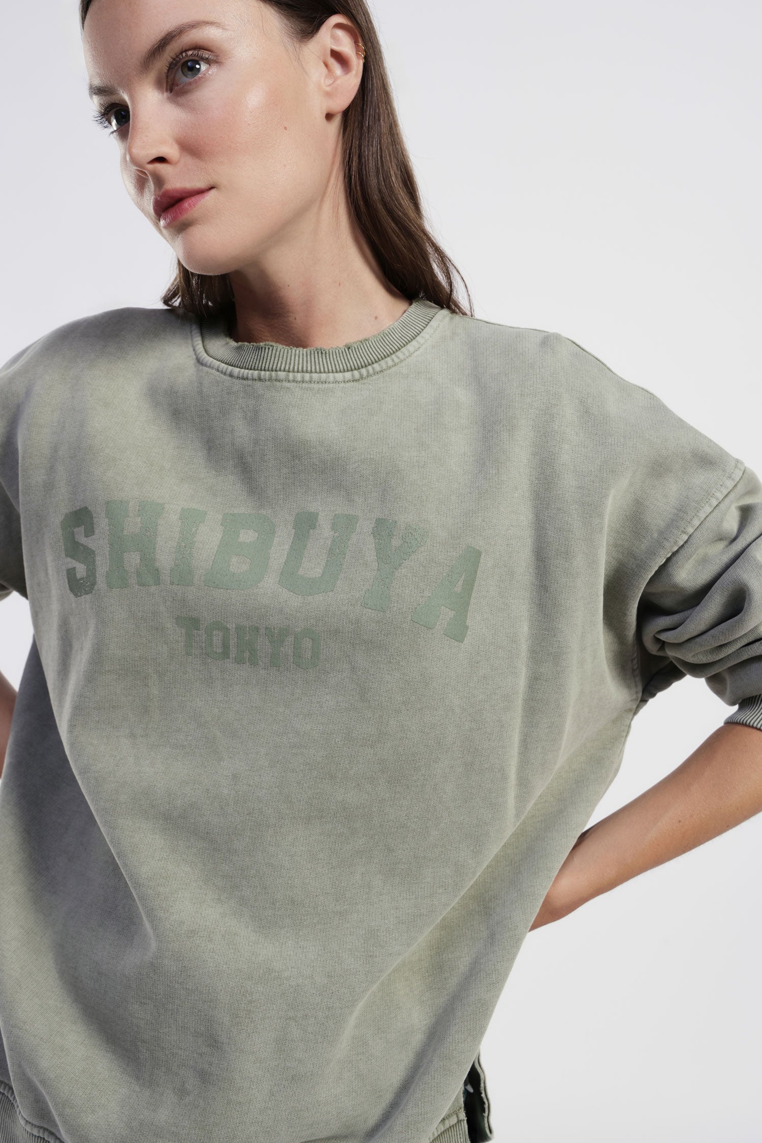 Felpa girocollo stampa shibuya tokyo oversize