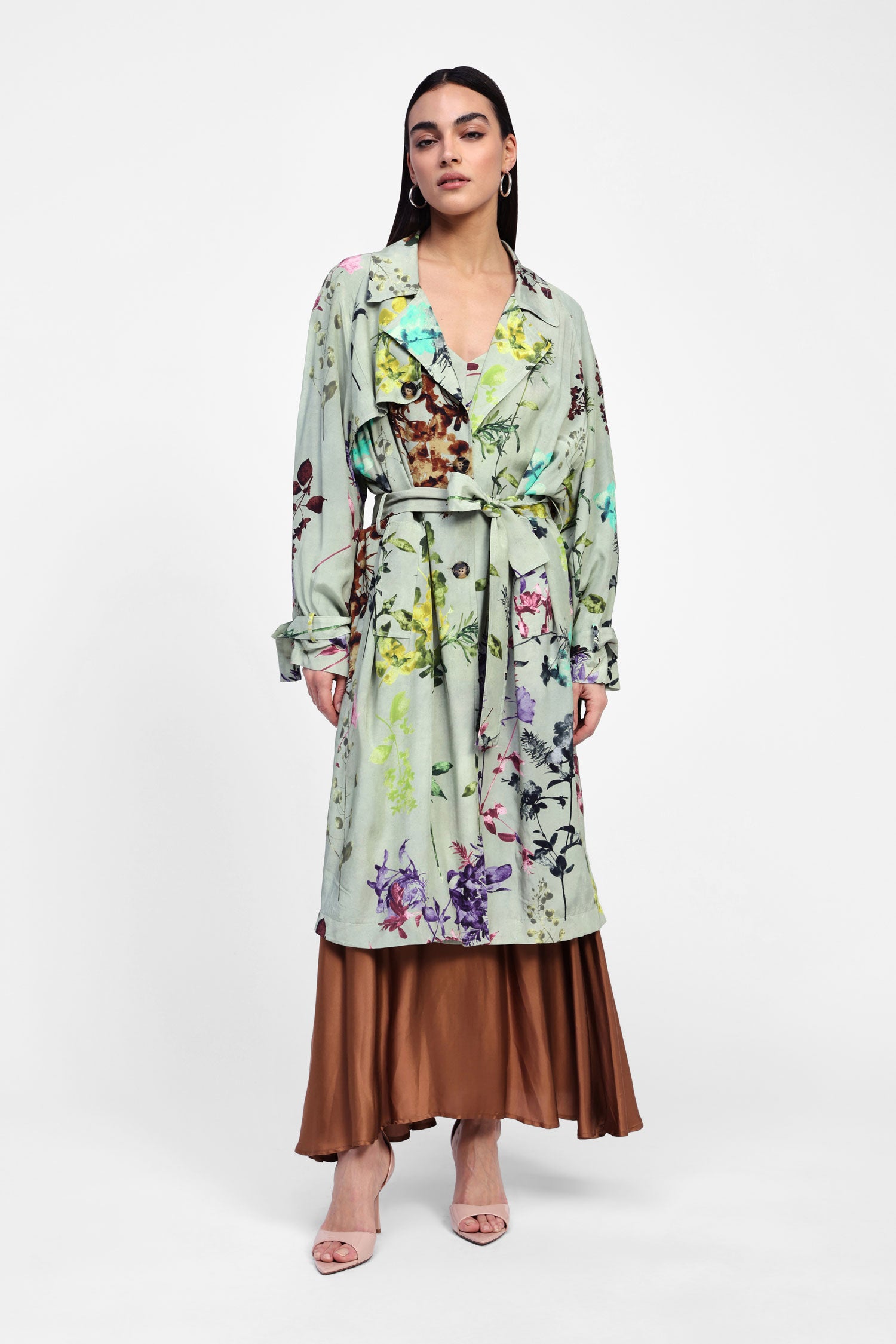 Trench con stampa floreale