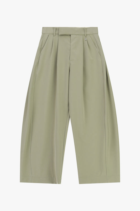 Pantaloni palazzo cropped vita alta con pinces