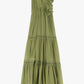 Vestito lungo con dettagli a balze