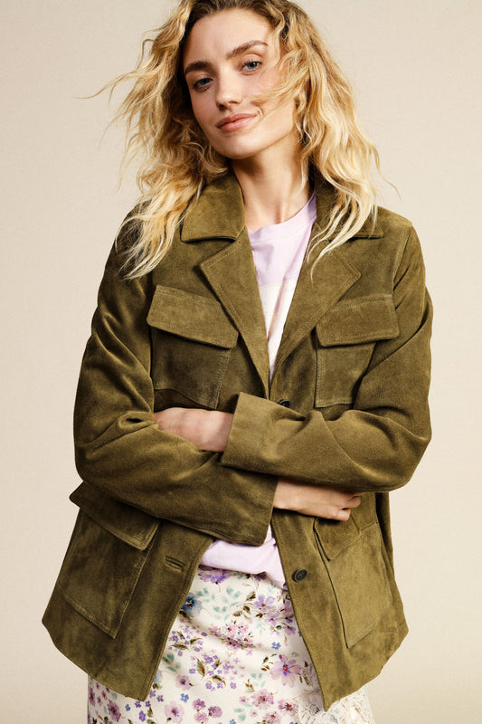 Giacca camicia con tasche applicate e bottoni