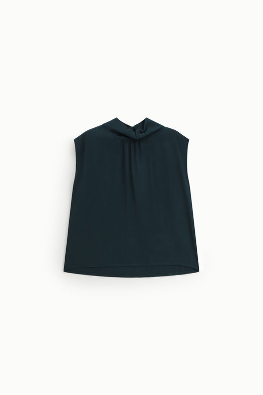 Top senza maniche con collo morbido drappeggiato