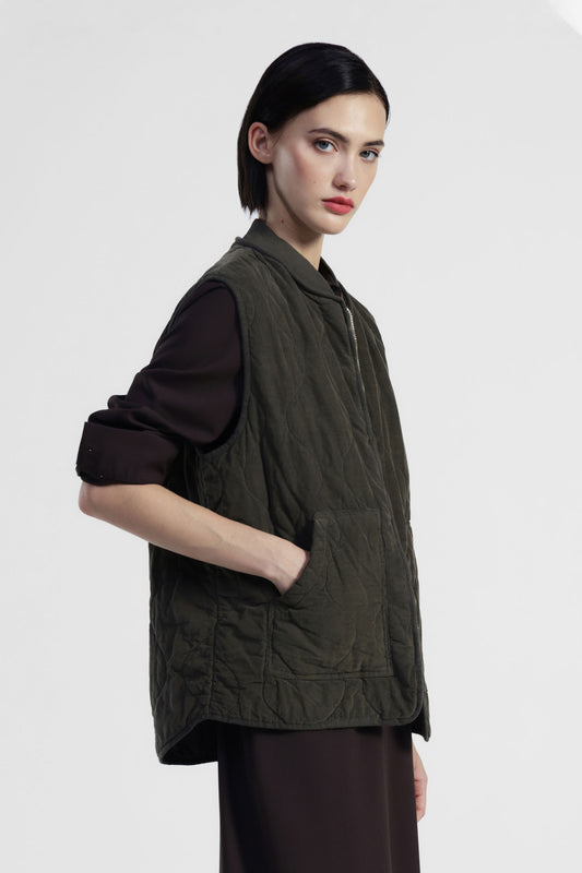 Gilet trapuntato regular-fit con zip integrale