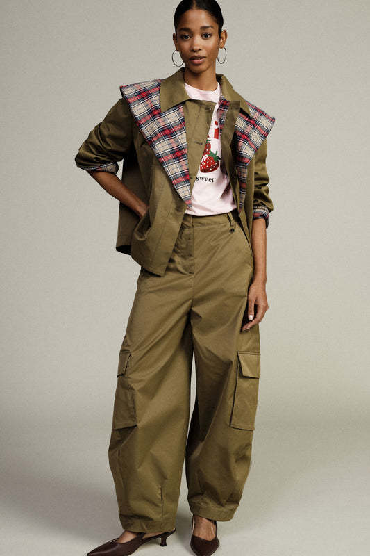 Trousers palazzo a vita alta con maxi tasche