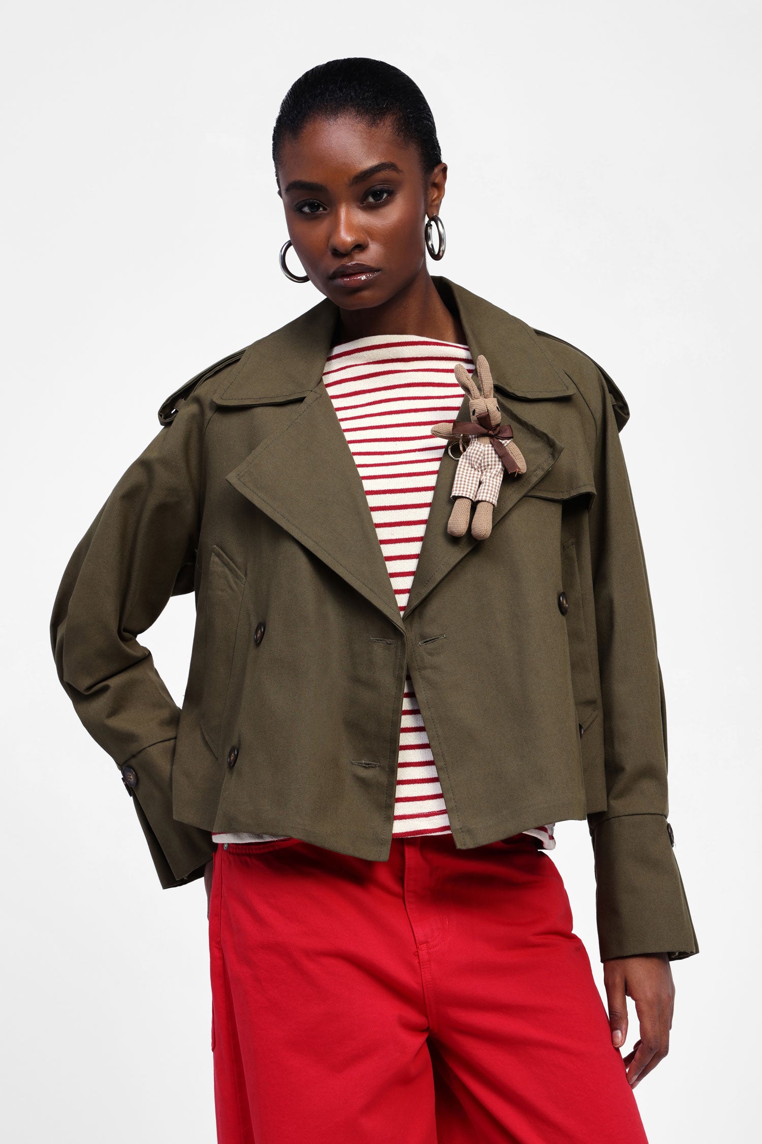 Giubbotto stile trench corto con peluche