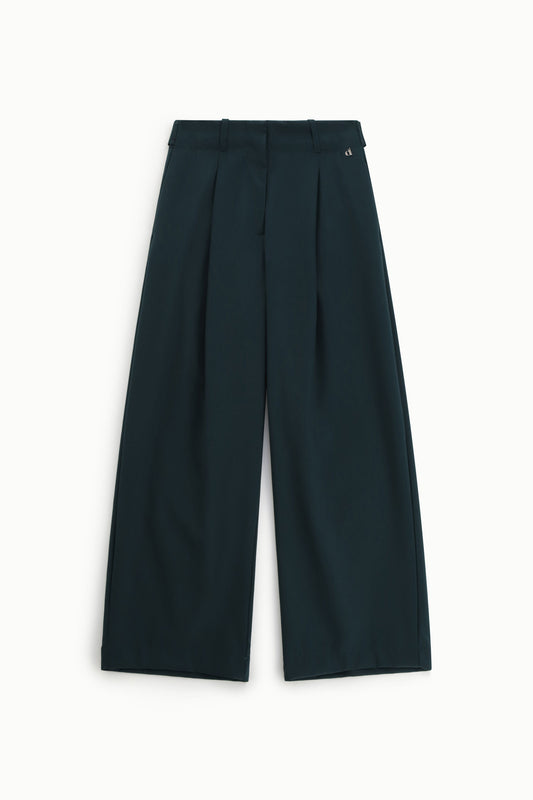 Pantaloni palazzo con pince e vita regolare