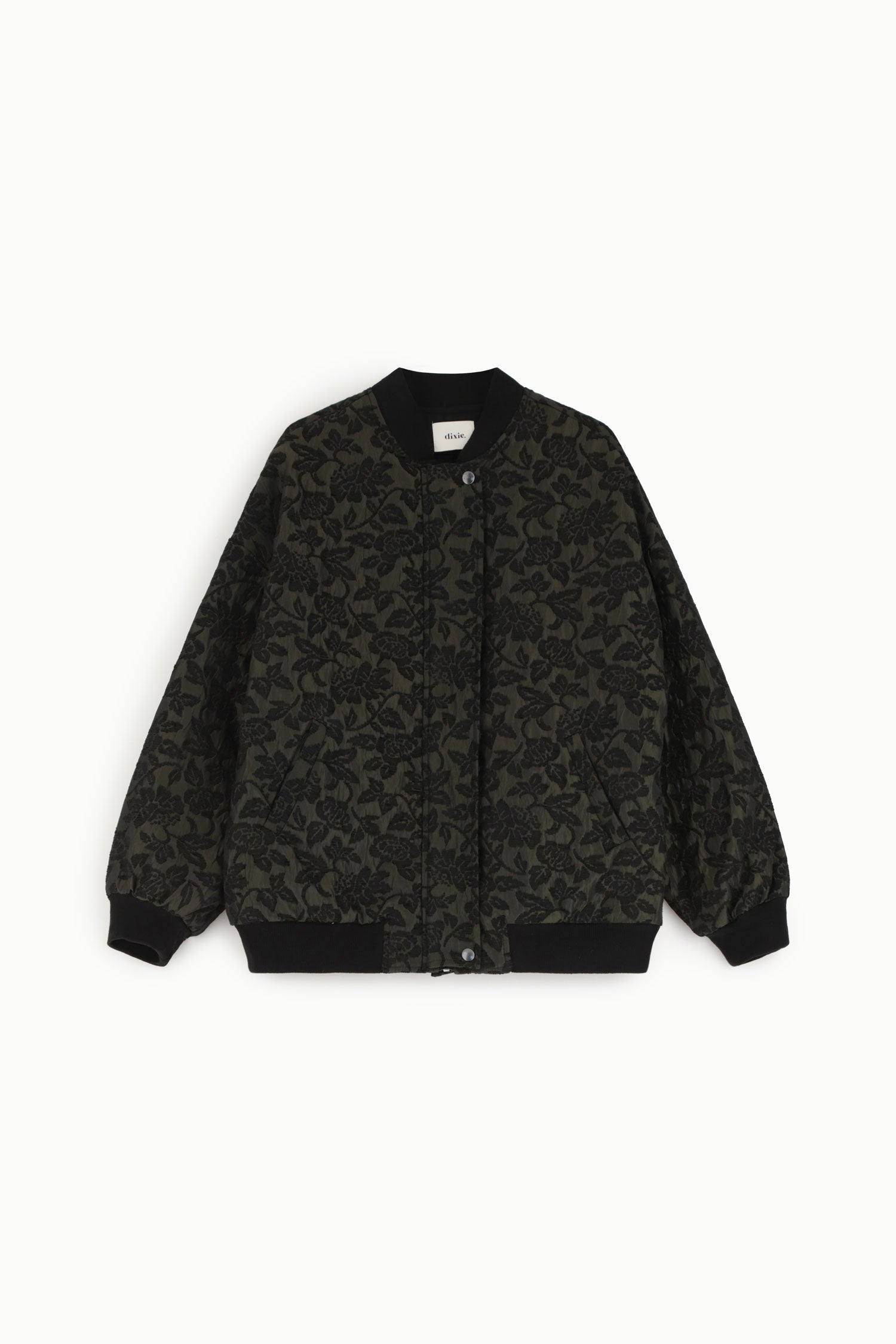 Bomber con stampa floreale e bordo a costine