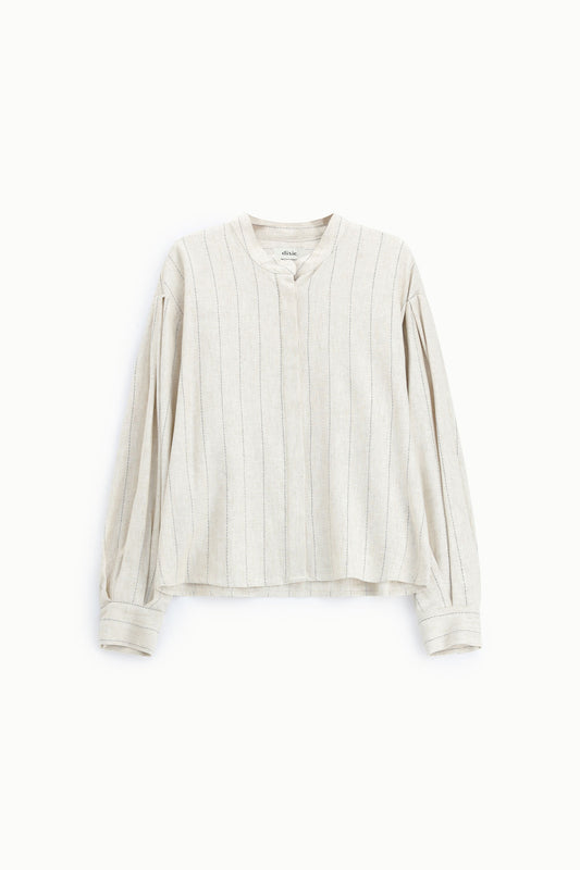 Camicia a righe con maniche lunghe e colletto stondato