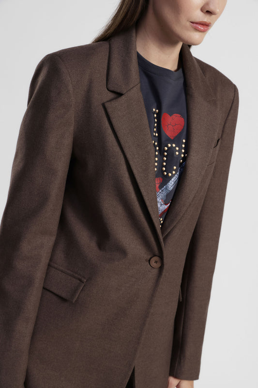 Blazer monopetto con tasche a patta e revers classico