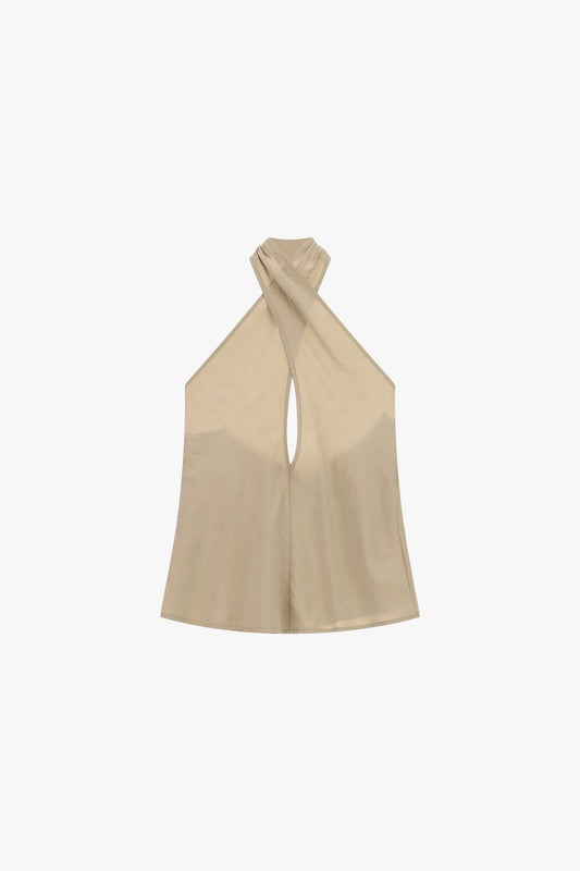 Top incrociato senza maniche con scollo halter