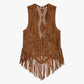 Gilet traforato con frange lunghe