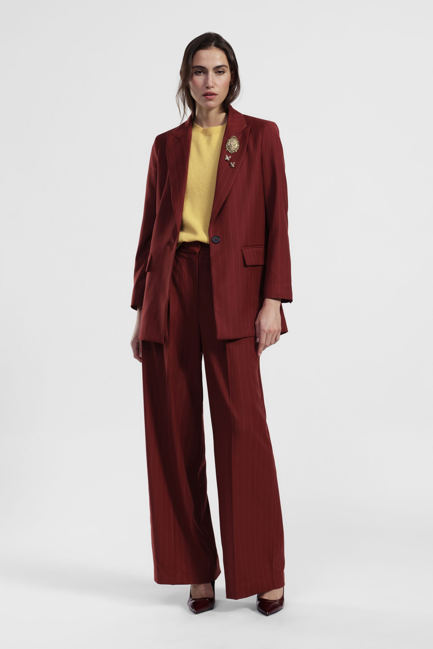Pantaloni palazzo a righe vita alta