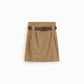 Gonna corta con cintura e pieghe frontali