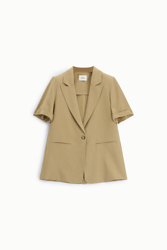 Blazer manica corta monopetto con tasche a filetto