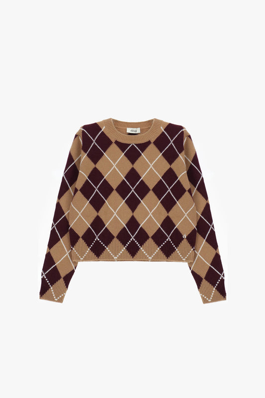 Maglione girocollo con motivo argyle e fit regolare