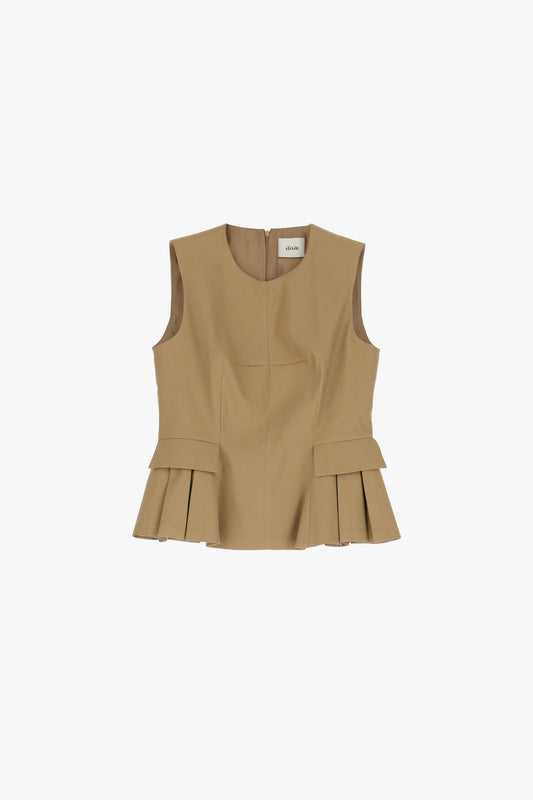 Top con pieghe decorative e zip