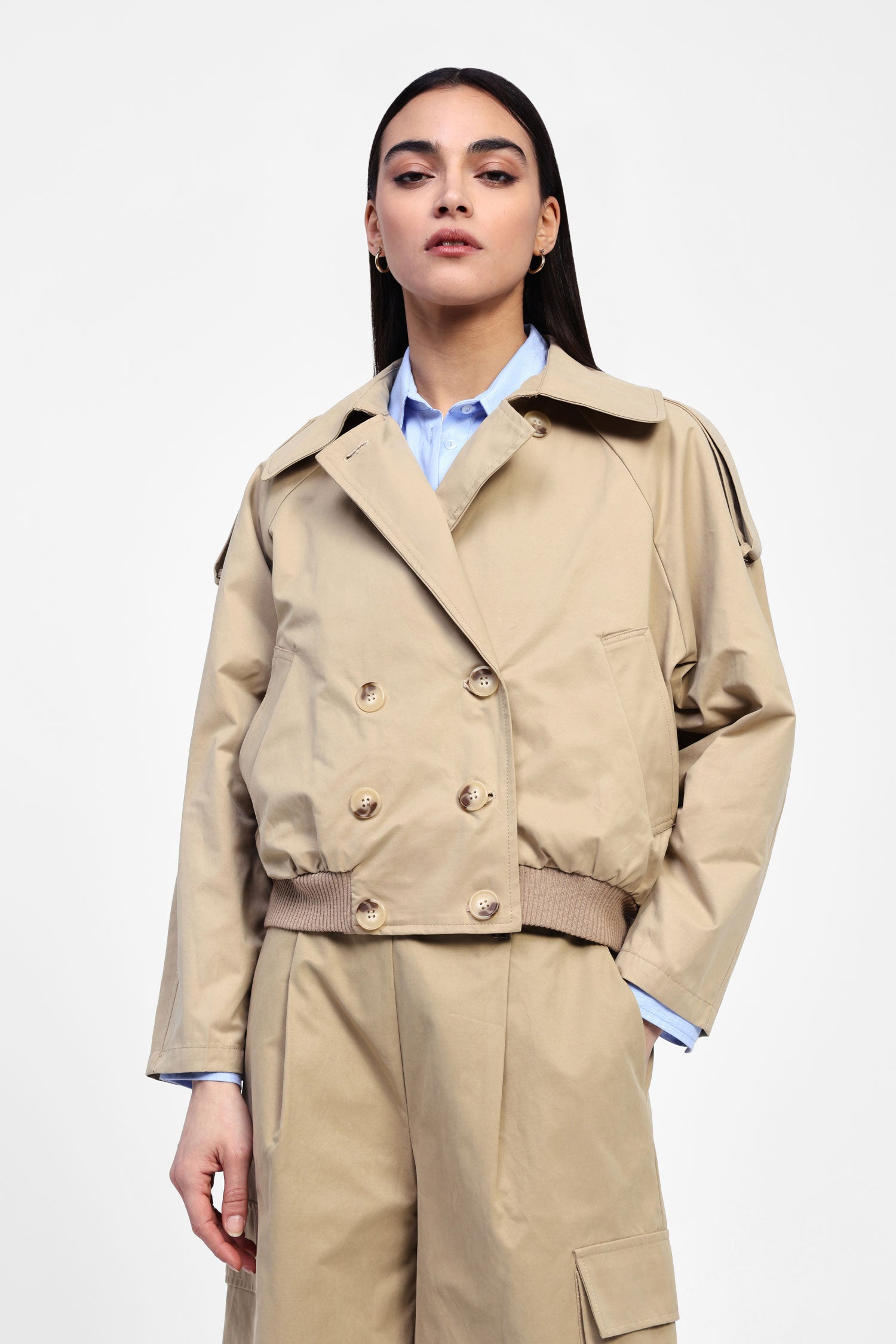 Giacca bomber stile trench con bottoni doppi