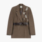 Blazer doppio petto con cintura e applicazioni gioiello