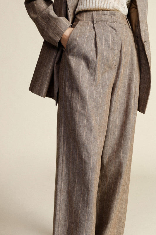 Pantaloni palazzo a righe con vita alta