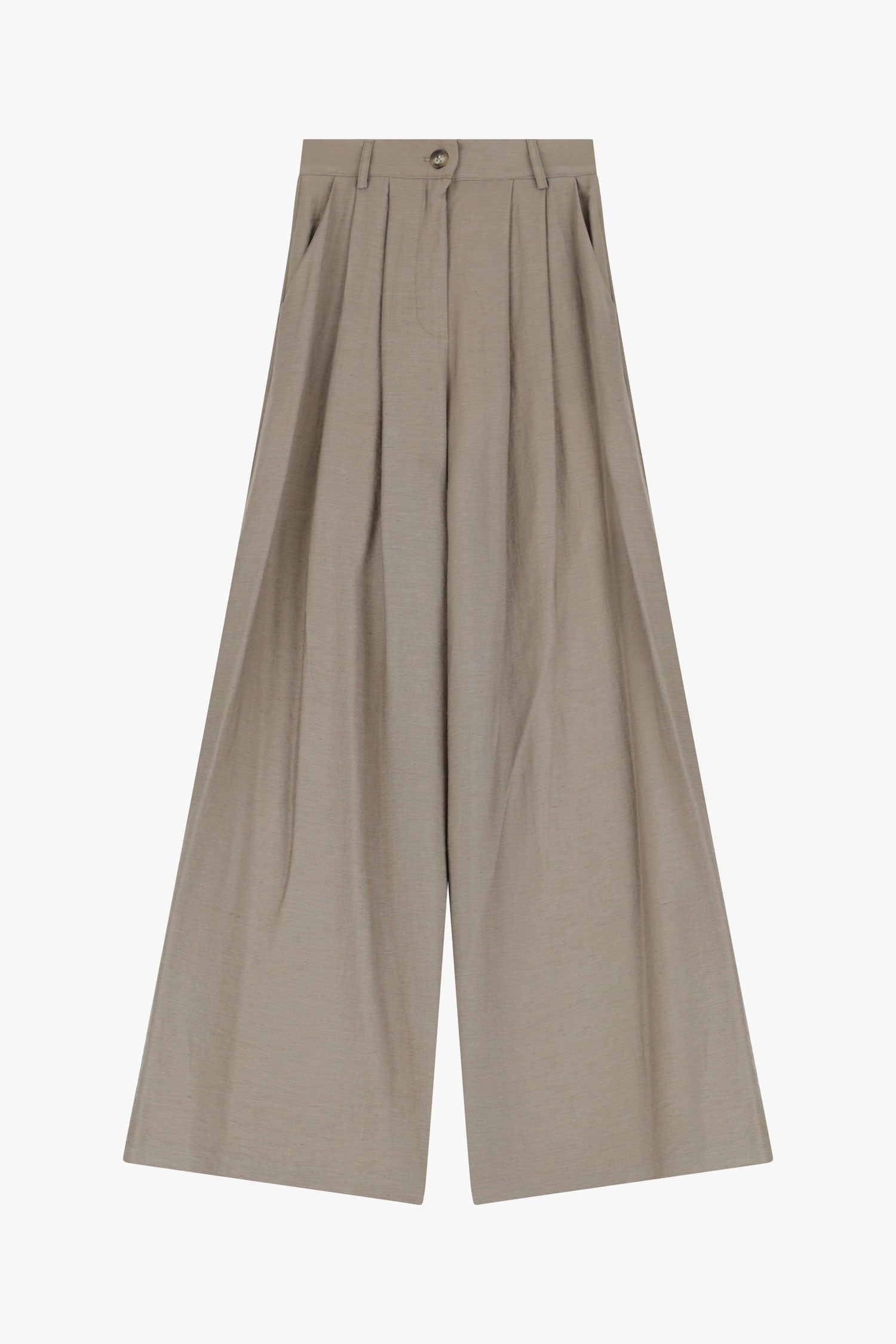 Pantaloni a gamba ampia con pieghe