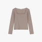 T-shirt manica lunga scollo quadrato corto