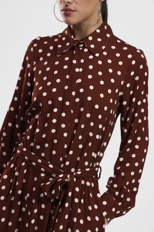 Vestito a pois con colletto classico