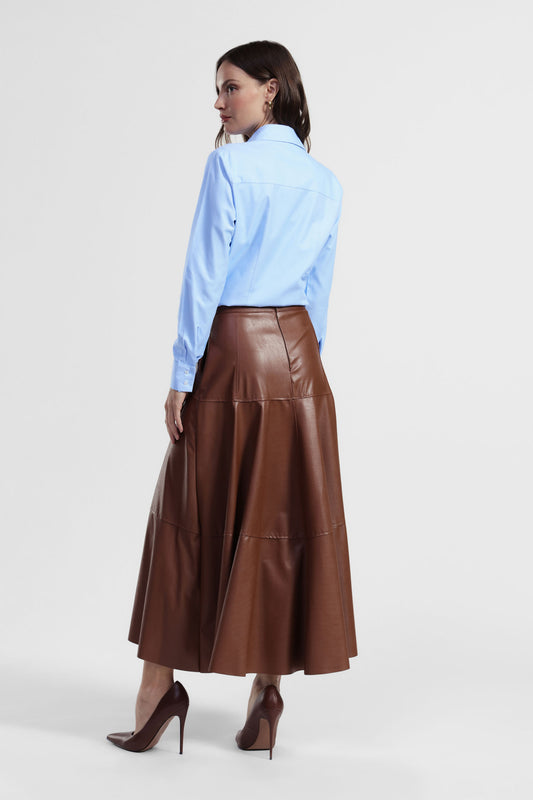 Gonna lunga a vita alta con pannelli cuciti